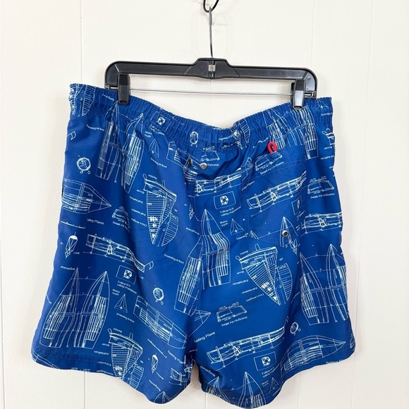 Lands End blue white printed swim trunks swim shorts size mens XL (40-42) - Picture 3 of 5